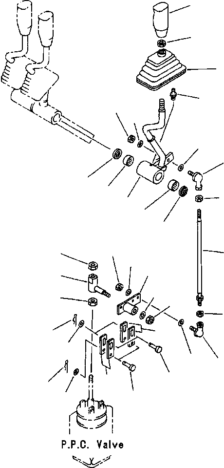 Wheel Loaders Komatsu / WA380-3L S/N A50001-UP(WA3803) / WORK EQUIPMENT FRONT ATTACHMENT CONTROL LEVER AND LINKAGE(06-084 : 06-084)