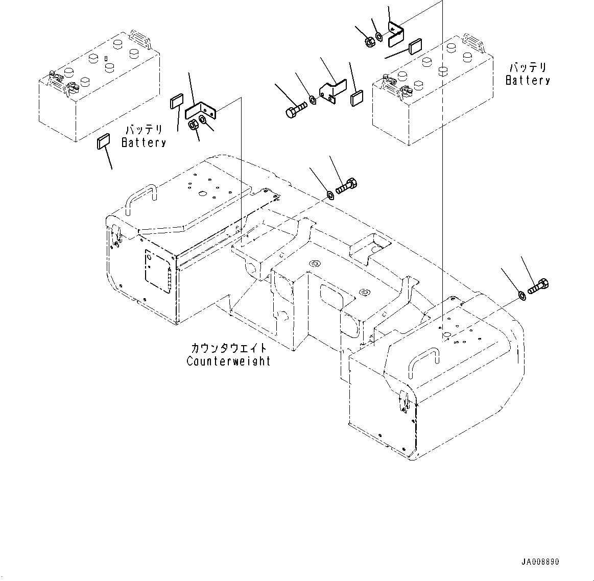 Wheel Loaders Komatsu / WA380-7 S/N H62051-UP(WA380_7H) / Battery Box, for Road Traffic Regulation, Bracket(E003003 : E0120-002003)