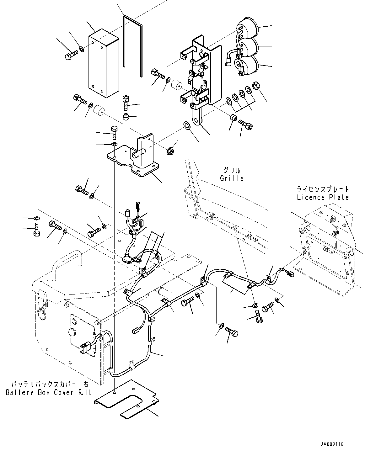 Wheel Loaders Komatsu / WA380-7 S/N H62051-UP(WA380_7H) / Battery Box, for Road Traffic Regulation, Rear Combination Lamp (2/2)(E003007 : E0120-002007)