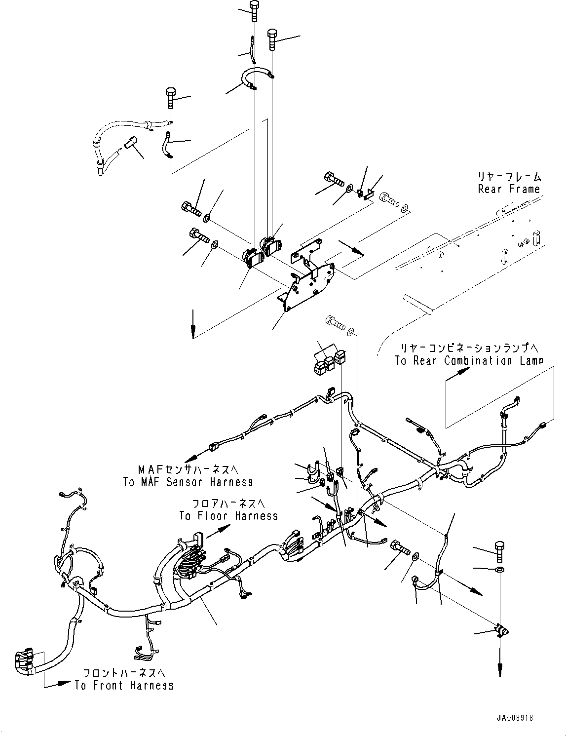 Wheel Loaders Komatsu / WA380-7 S/N H62051-UP(WA380_7H) / Rear Wiring Harness, Wiring Harness and Switch (1/2)(E006001 : E0202-001001)