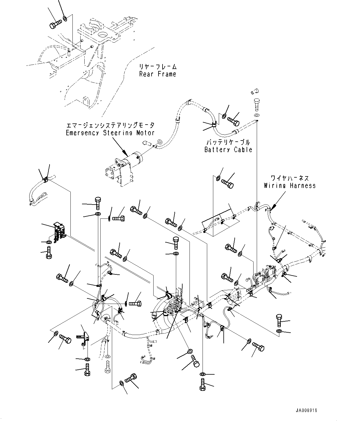 Wheel Loaders Komatsu / WA380-7 S/N H62051-UP(WA380_7H) / Rear Wiring Harness, Wiring Harness Mounting (2/3)(E006004 : E0202-001004)