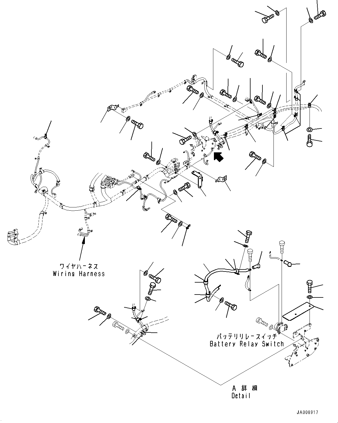 Wheel Loaders Komatsu / WA380-7 S/N H62051-UP(WA380_7H) / Rear Wiring Harness, Wiring Harness Mounting (3/3)(E006005 : E0202-001005)