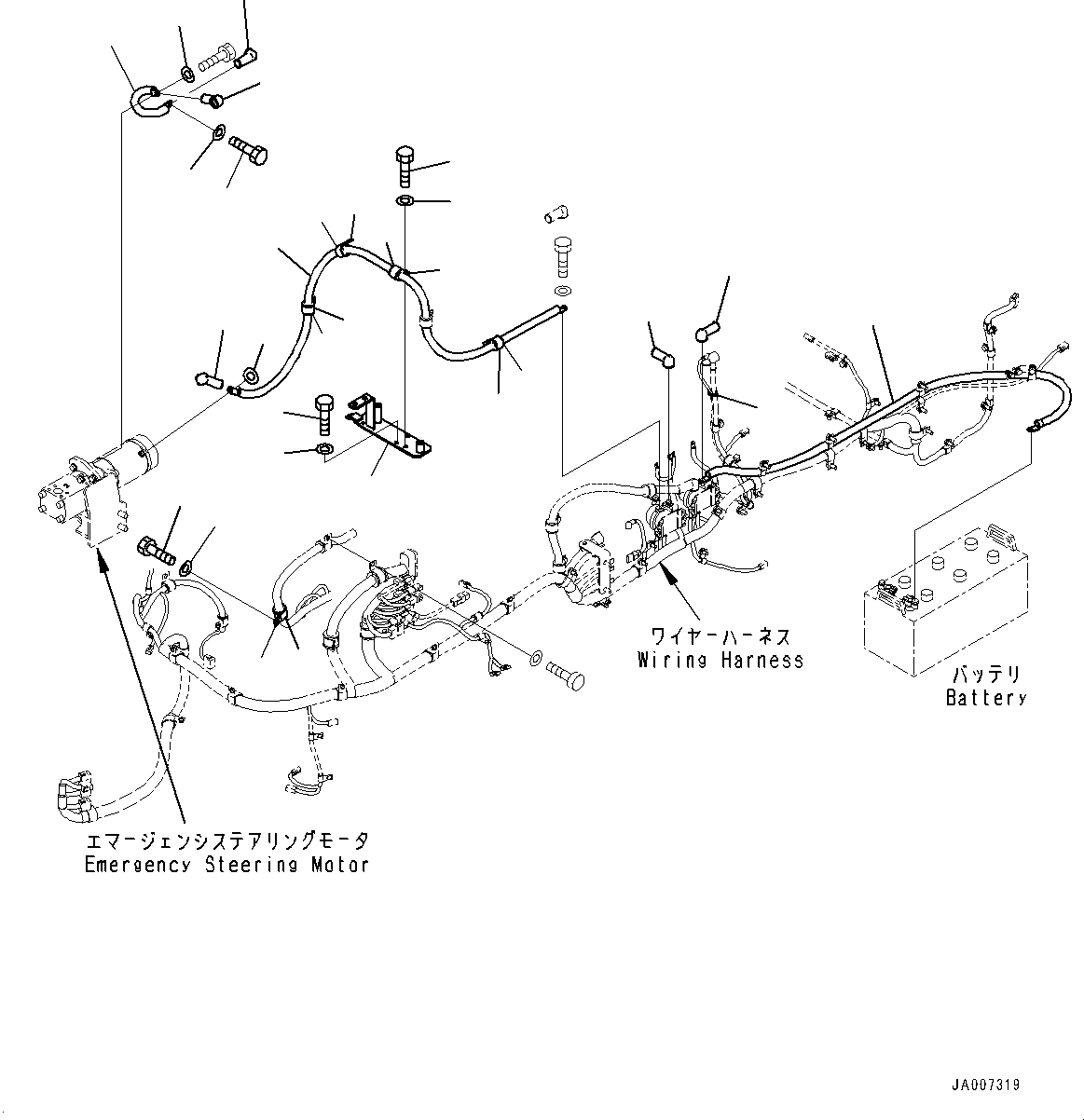 Wheel Loaders Komatsu / WA380-7 S/N H62051-UP(WA380_7H) / Rear Wiring Harness, Battery Cable(E006007 : E0202-001007)
