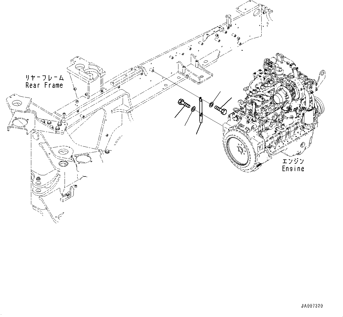 Wheel Loaders Komatsu / WA380-7 S/N H62051-UP(WA380_7H) / Rear Wiring Harness, Ground Cable(E006008 : E0202-001008)