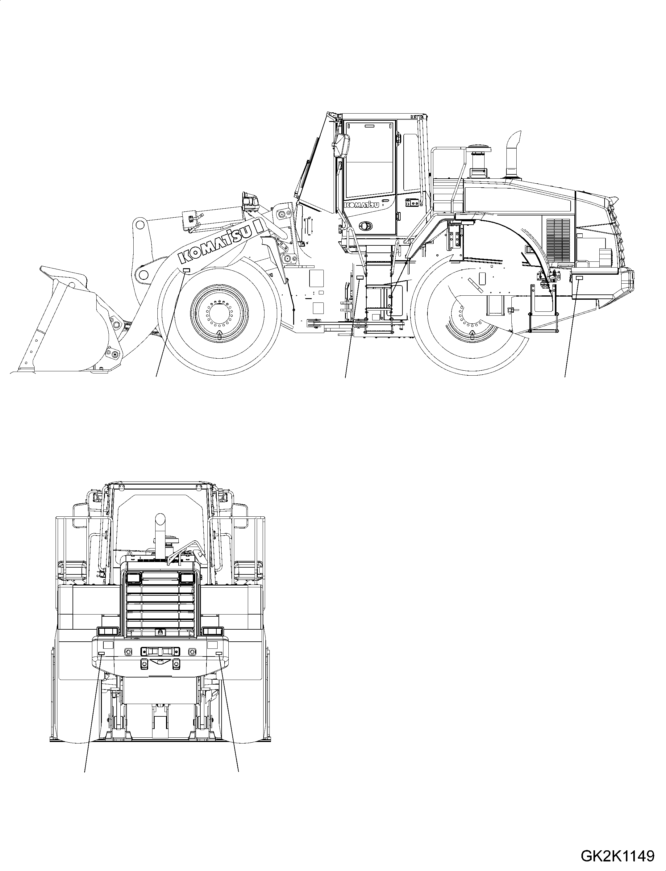 Wheel Loaders Komatsu / WA380-7 S/N H62051-UP(WA380_7H) / Reflector, for Road Traffic Regulation(E014001 : E0510-001001)