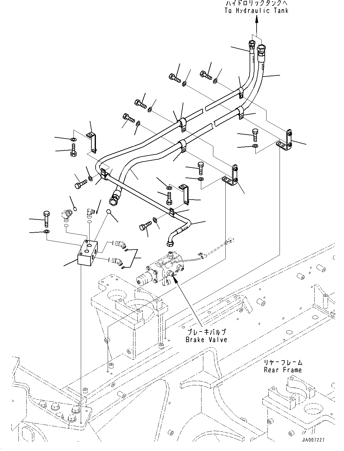 Wheel Loaders Komatsu / WA380-7 S/N H62051-UP(WA380_7H) / Brake Control, Brake Valve Piping, Drain(K018010 : K4460-001010)