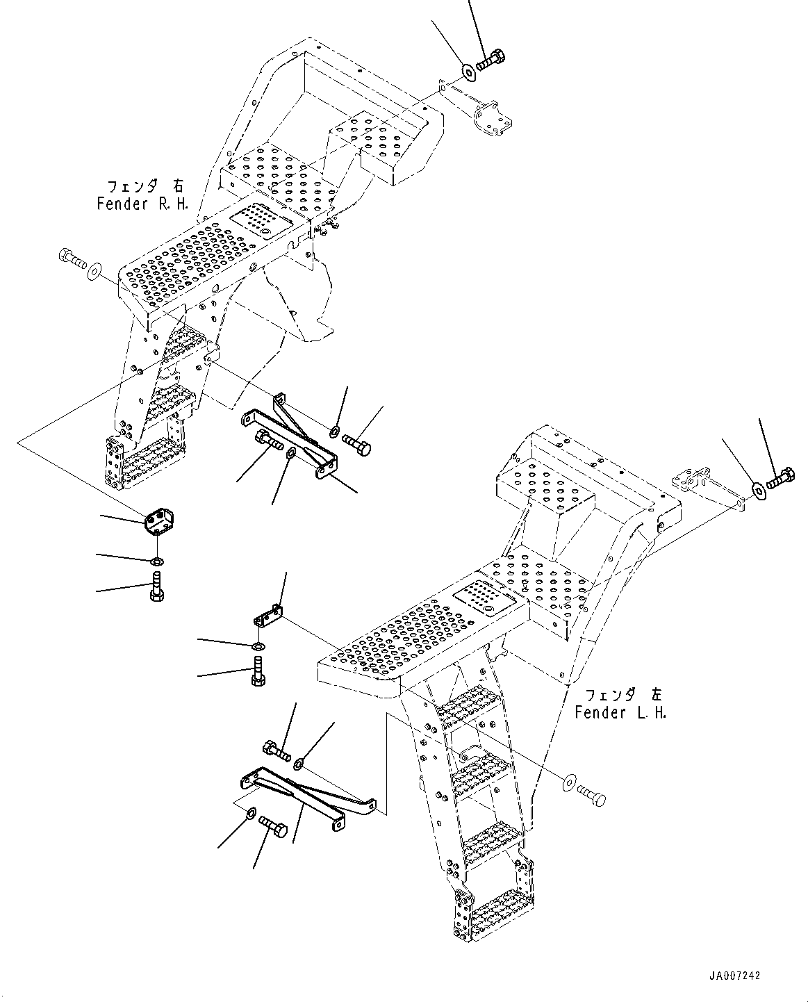 Wheel Loaders Komatsu / WA380-7 S/N H62051-UP(WA380_7H) / Ladder, without Rear Full Fender, Mounting(M007003 : M4310-002003)