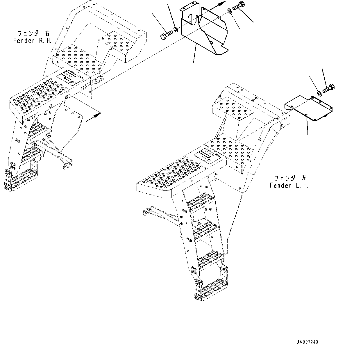 Wheel Loaders Komatsu / WA380-7 S/N H62051-UP(WA380_7H) / Ladder, without Rear Full Fender, Cover(M007004 : M4310-002004)