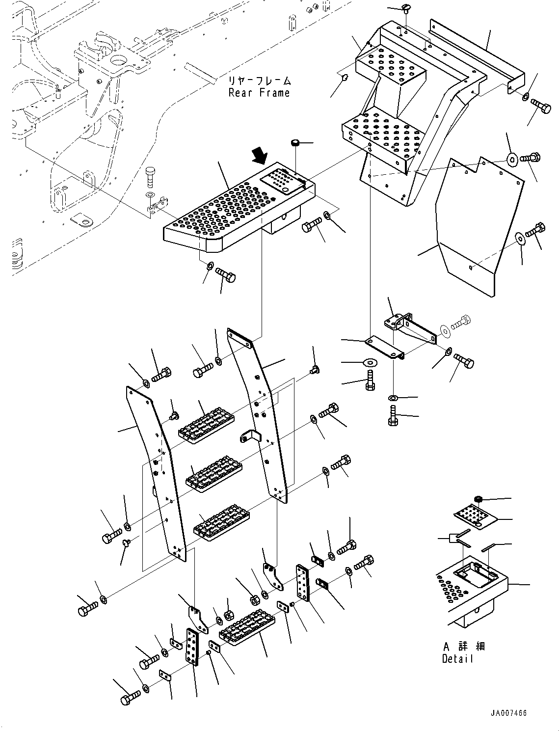 Wheel Loaders Komatsu / WA380-7 S/N H62051-UP(WA380_7H) / Ladder, without Rear Full Fender, LHS(M007001 : M4310-002001)