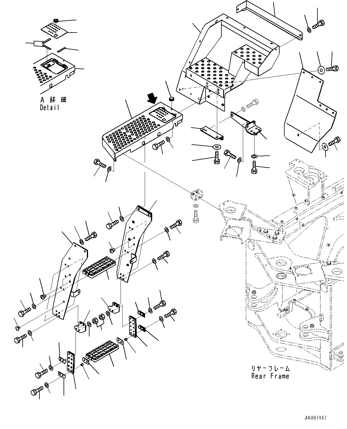 Wheel Loaders Komatsu / WA380-7 S/N H62051-UP(WA380_7H) / Ladder, without Rear Full Fender, RHS(M007002 : M4310-002002)