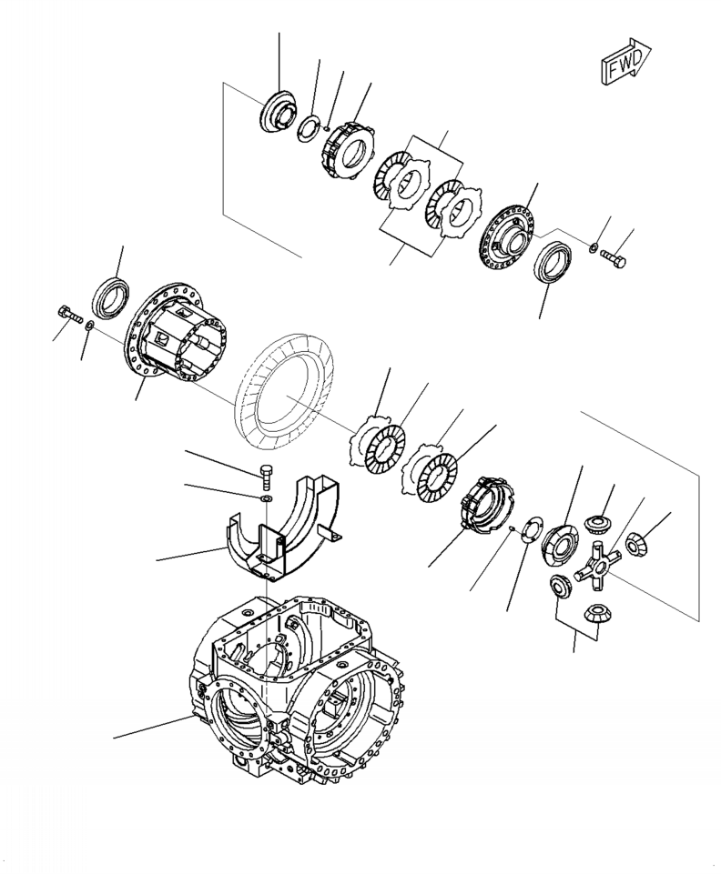 Wheel Loaders Komatsu / WA470-7 S/N A47001-UP(WA470-7) / F4400-001004 FRONT AXLE WITH LIMITED SLIP DIFFERENTIAL, DIFFERENTIAL, CASE AND HOUSING(F-081 : F4400-001004)