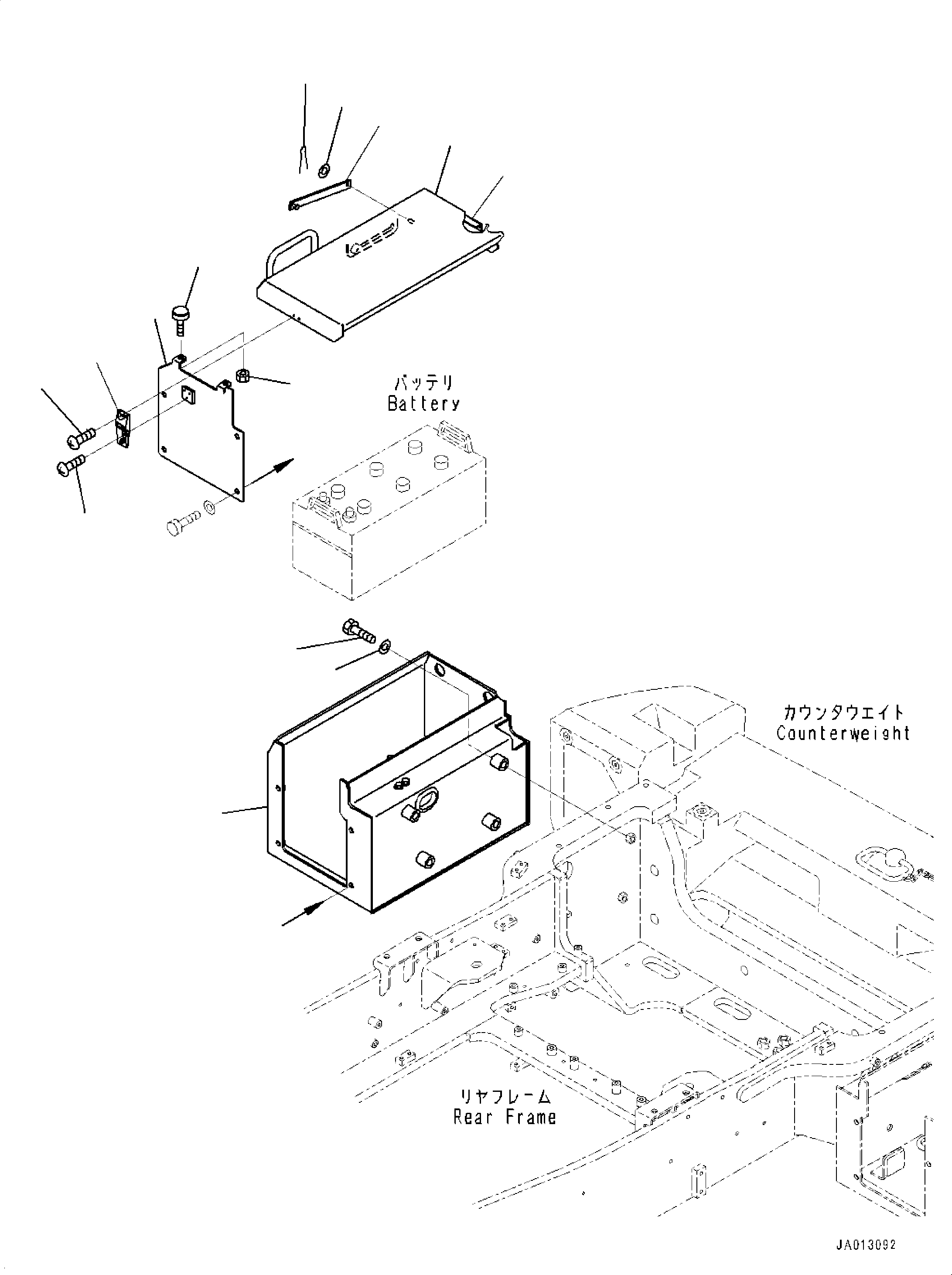 Wheel Loaders Komatsu / WA470-7 S/N H52051-UP(WA470_7H) / Battery Box, for EU Road Regulation, Cover, R.H.(E003002 : E0120-002002)