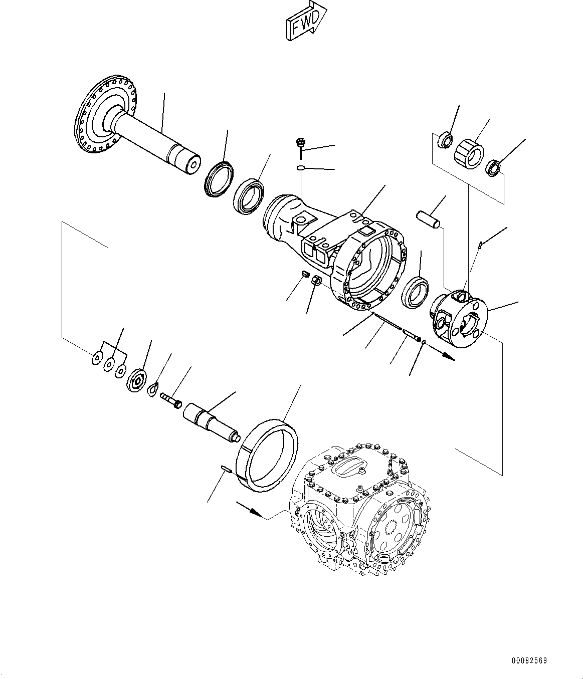 Wheel Loaders Komatsu / WA470-7 S/N H52051-UP(WA470_7H) / Front Axle, with Limited Slip Differential, Final Drive L.H.(F003001 : F4400-001001)