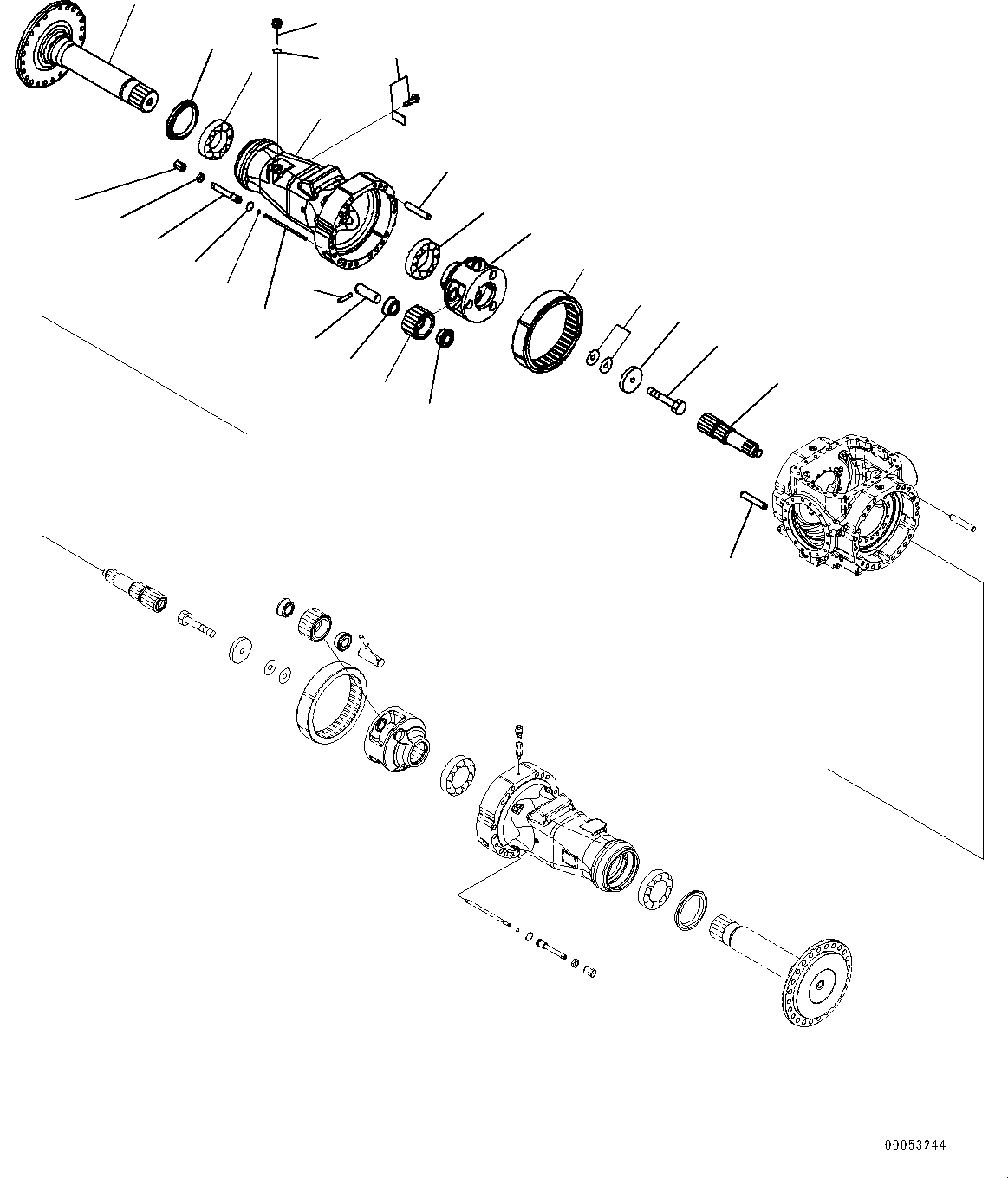 Wheel Loaders Komatsu / WA470-7 S/N H52051-UP(WA470_7H) / Rear Axle, with Limited Slip Differential, Final Drive R.H.(F005002 : F4500-001002)