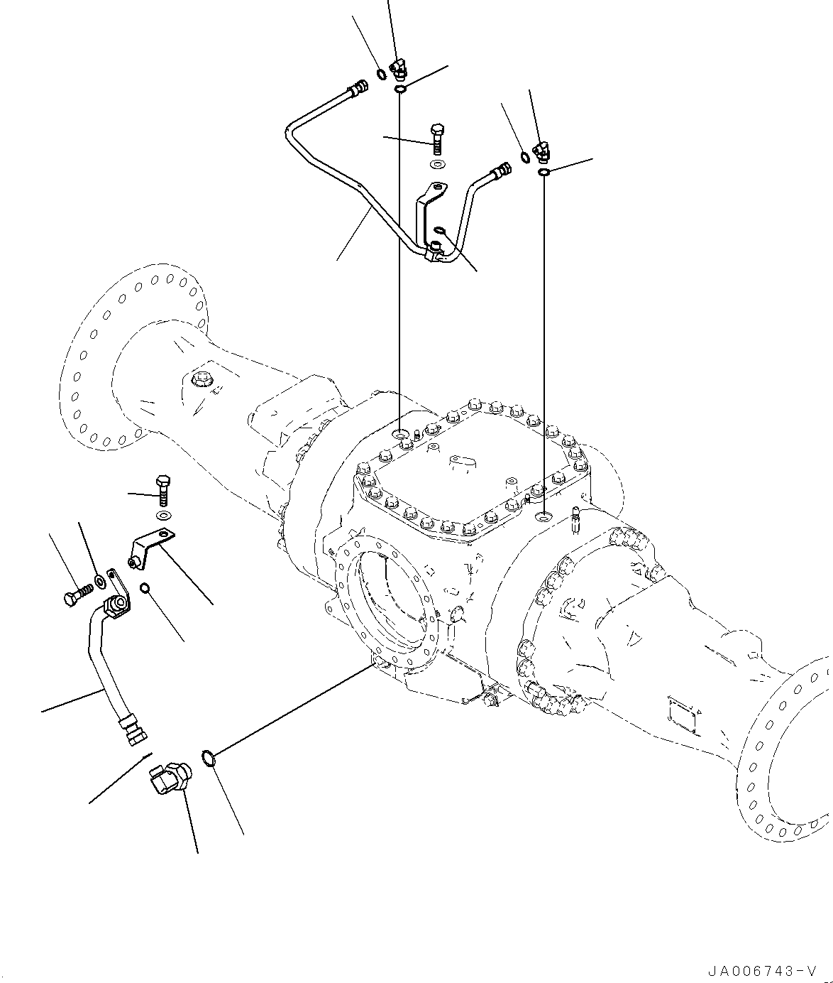 Wheel Loaders Komatsu / WA470-7 S/N H52051-UP(WA470_7H) / Rear Axle, with Limited Slip Differential, with Brake Oil Cooling System, Piping (#H52070-H52070) (#H52072-)(F005009 : F4500-001009)