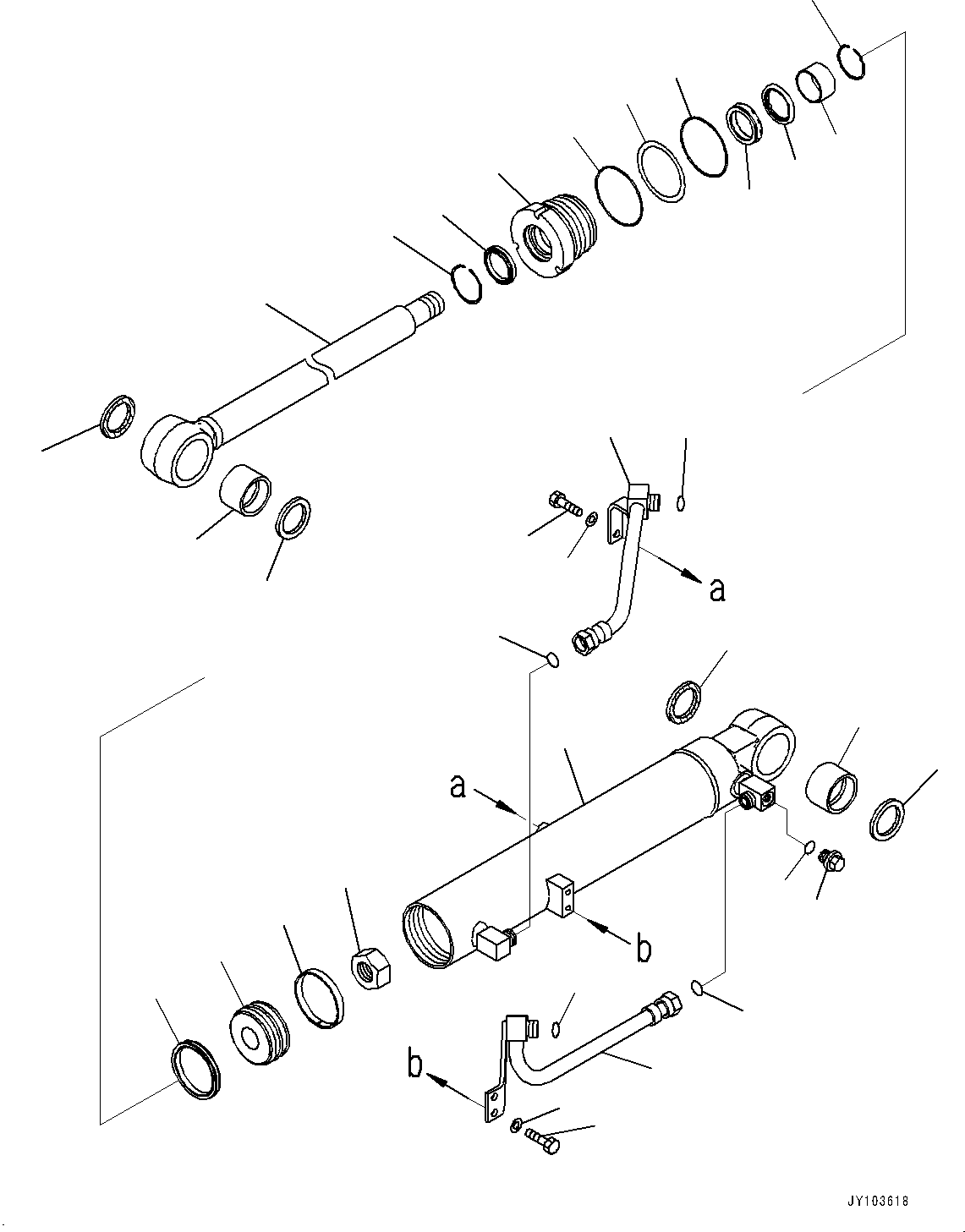 Wheel Loaders Komatsu / WA475-10E0 S/N 120001 - UP(WA4751EJ) / STEERING CYLINDER, INNER PARTS, STEERING CYLINDER, L.H.(J4140-001001 : J4140-001001)