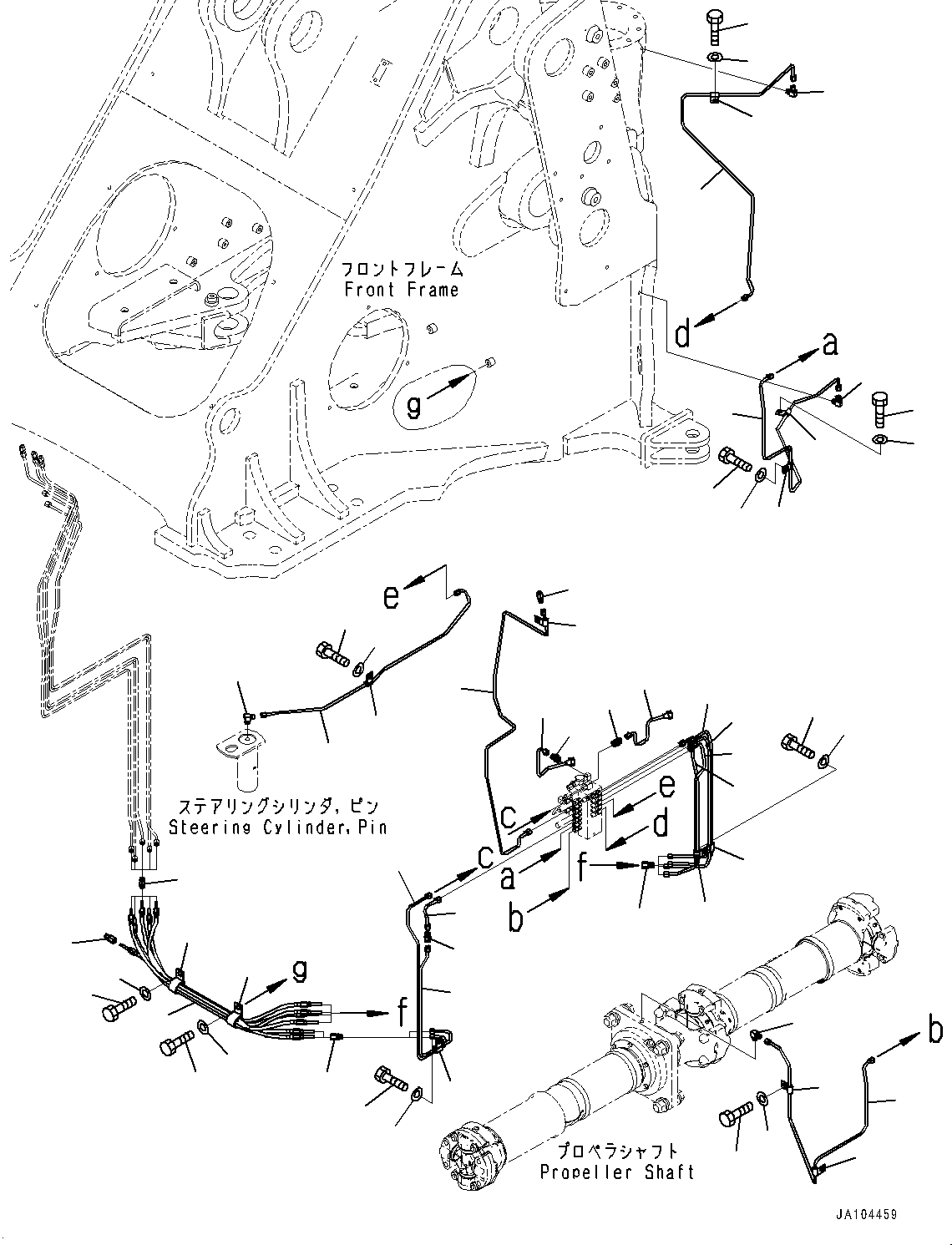 Wheel Loaders Komatsu / WA475-10E0 S/N 120001 - UP(WA4751EJ) / REMOTE GREASING SYSTEM, FEEDER PIPING (1/2)(J4710-003005 : J4710-003005)