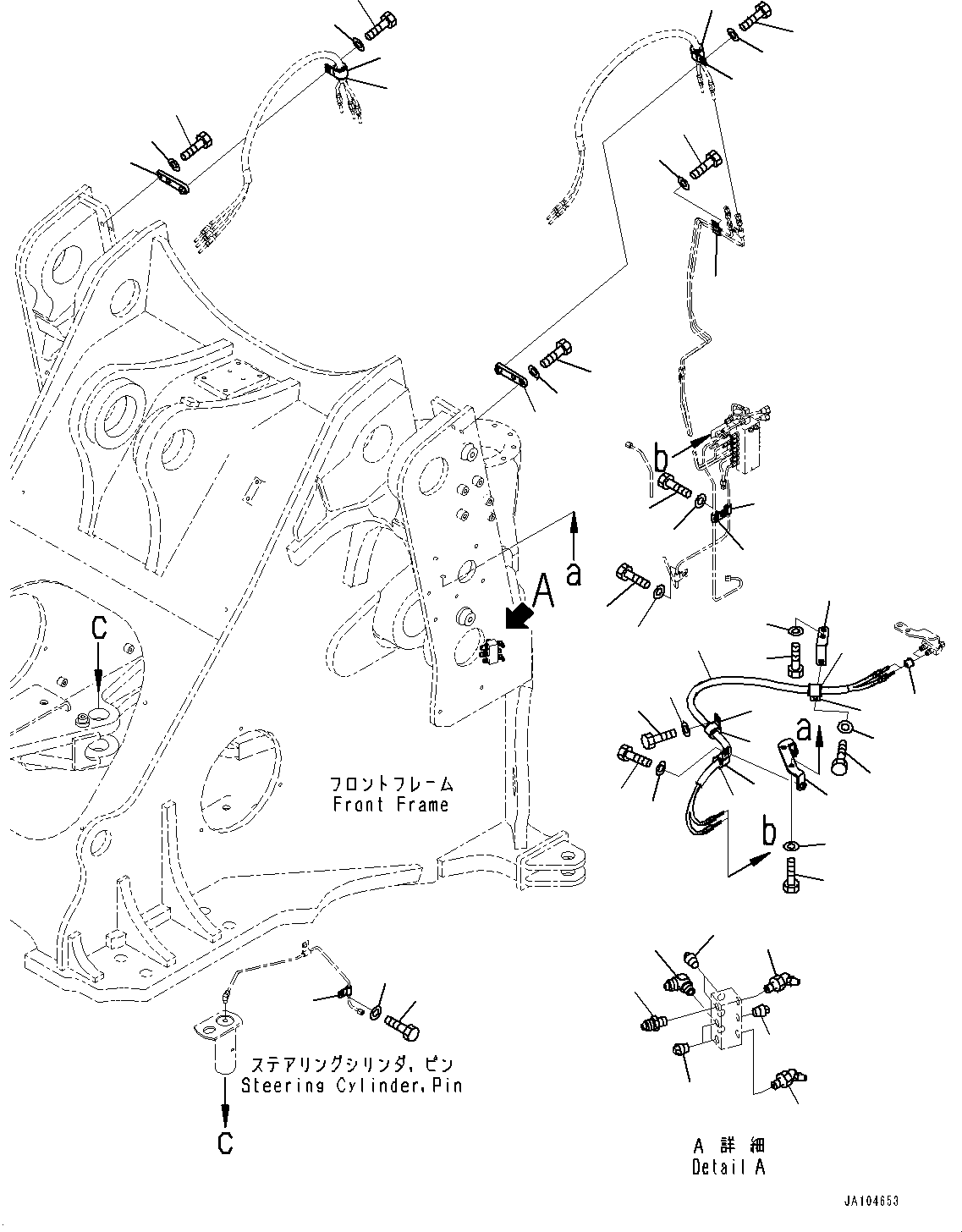 Wheel Loaders Komatsu / WA475-10E0 S/N 120001 - UP(WA4751EJ) / REMOTE GREASING SYSTEM, FEEDER PIPING MOUNTING(J4710-002007 : J4710-002007)