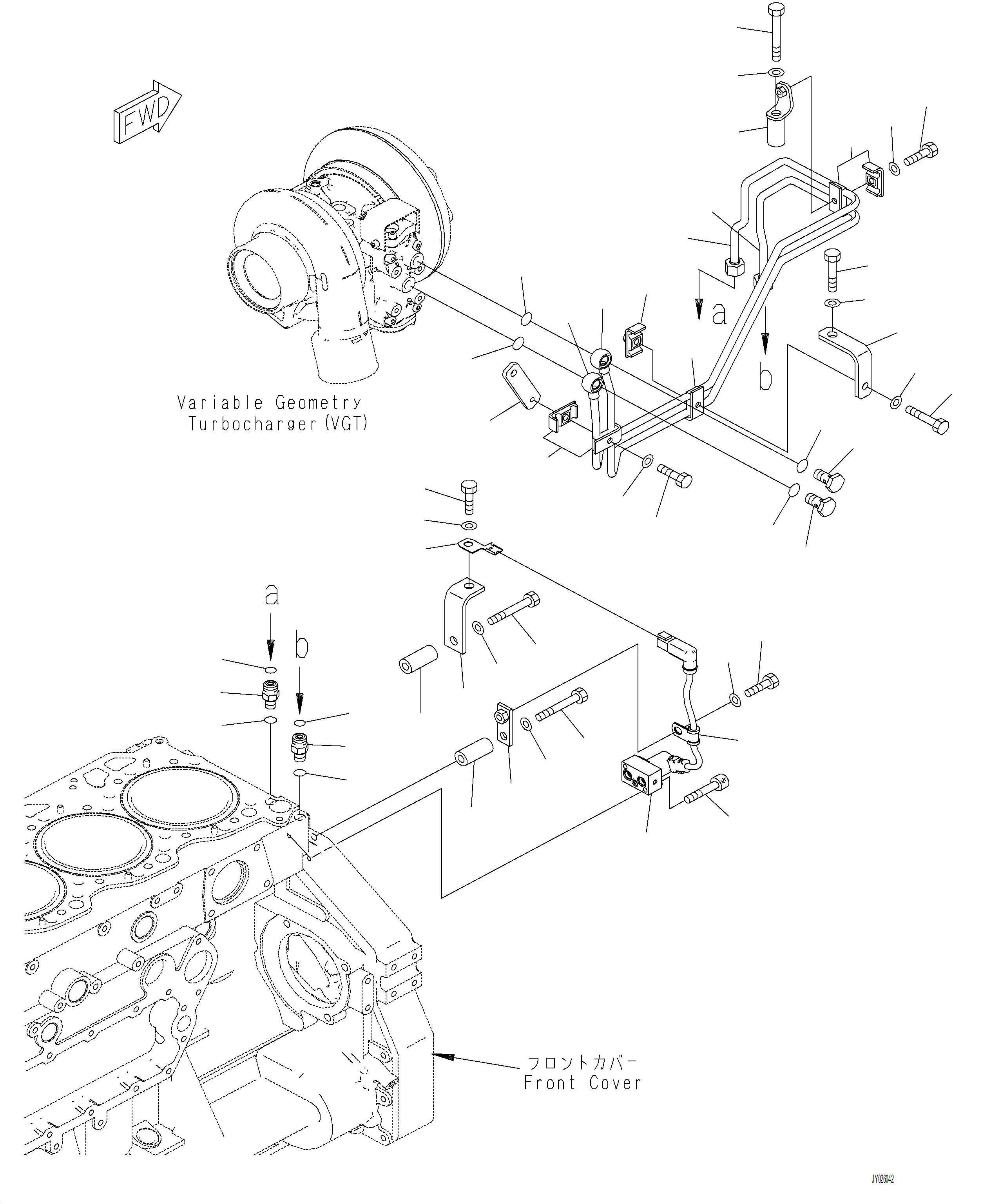 Wheel Loaders Komatsu / WA480-8 SN A48001-UP(WA480-8) / A1530-001004 VARIABLE GEOMETRY TURBOCHARGER (VGT) EPC PIPING(A-028 : A1530-001004)