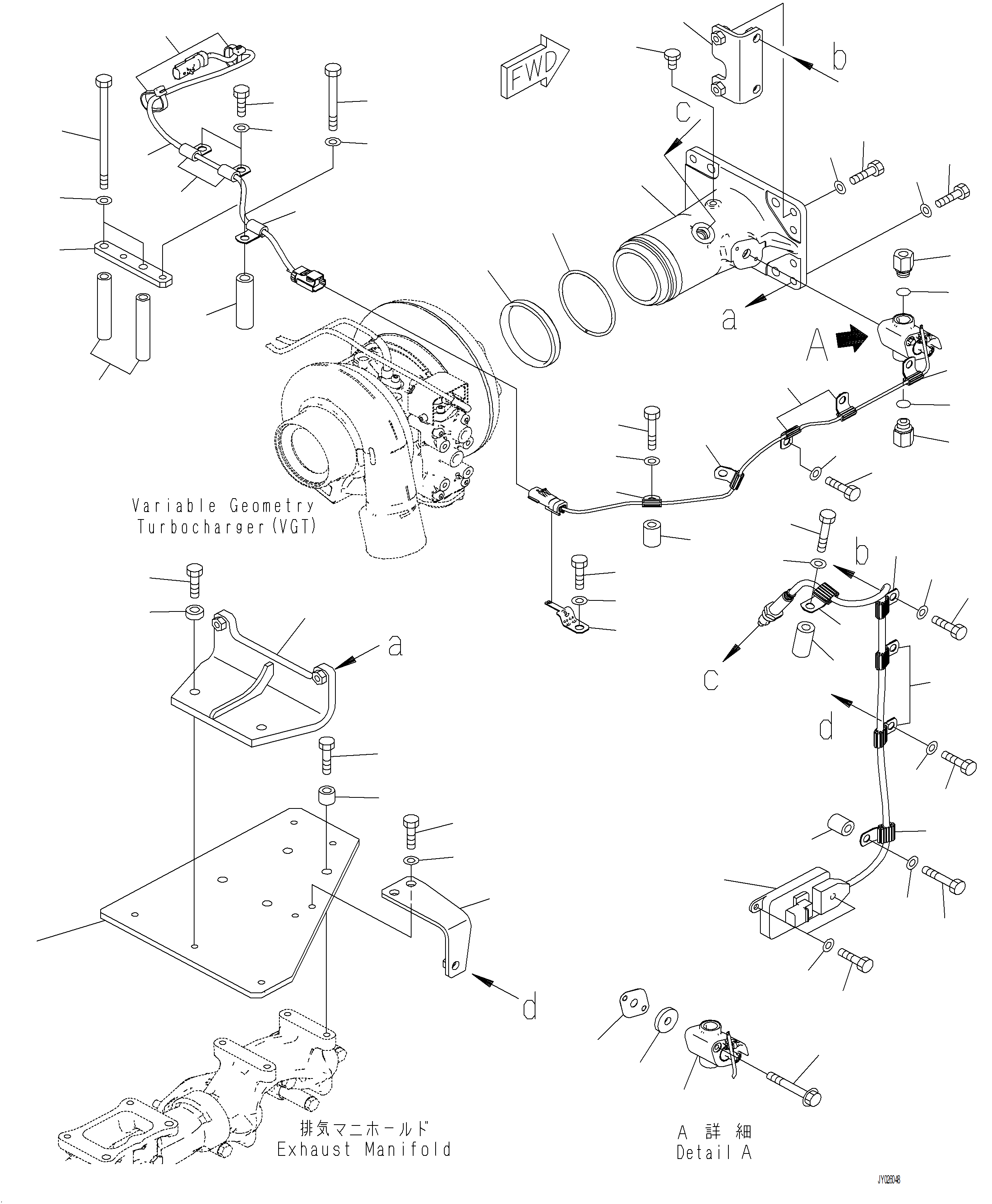 Wheel Loaders Komatsu / WA480-8 SN A48001-UP(WA480-8) / A1530-001005 VARIABLE GEOMETRY TURBOCHARGER (VGT) KOMATSU DIESEL PARTICULATE FILTER (KDPF) PIPING(A-032 : A1530-001005)