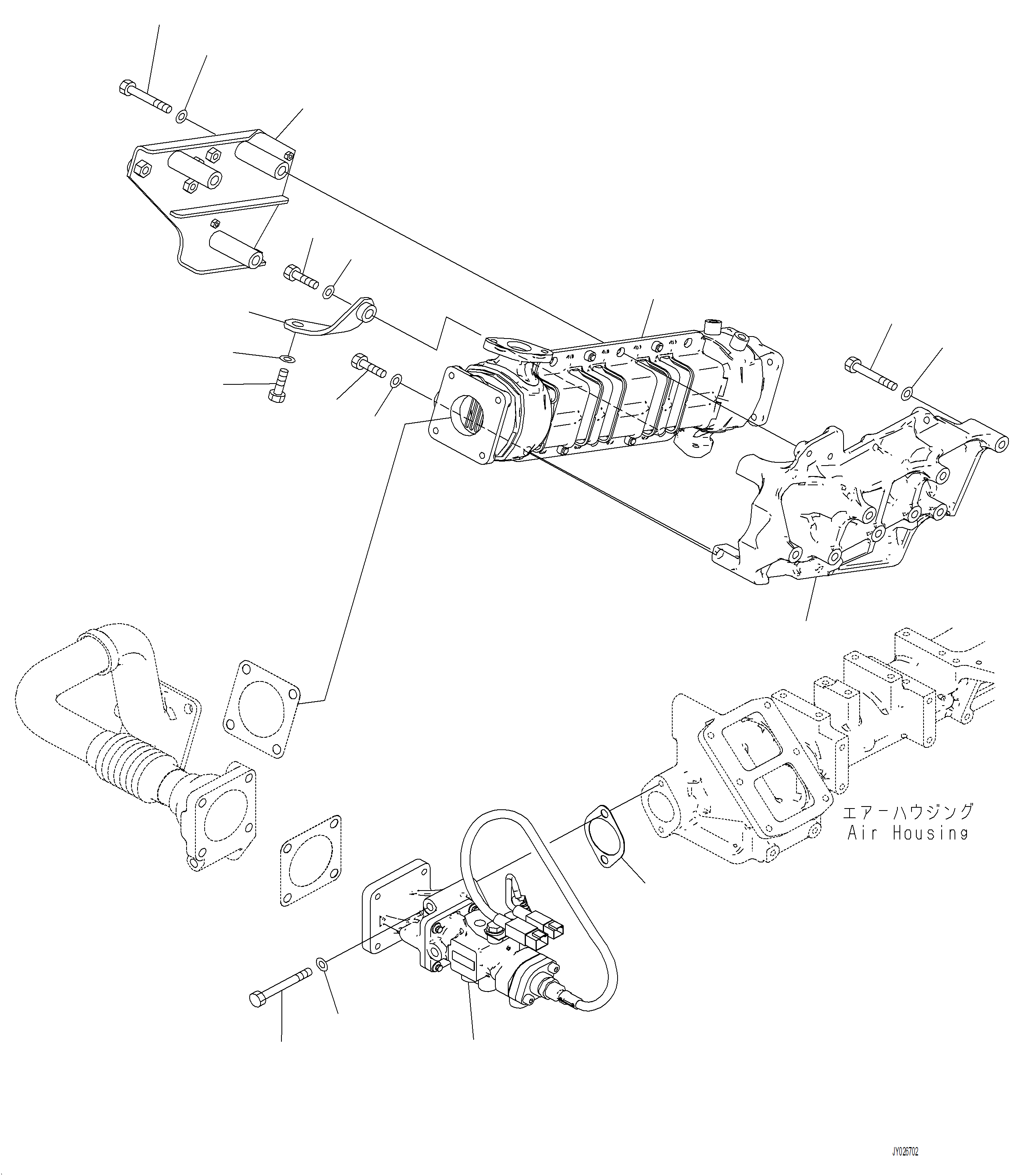 Wheel Loaders Komatsu / WA480-8 SN A48001-UP(WA480-8) / A1550-001001 EXHAUST GAS RE-CIRCULATION (EGR) VALVE EGR VALVE AND COOLER MOUNTING(A-036 : A1550-001001)