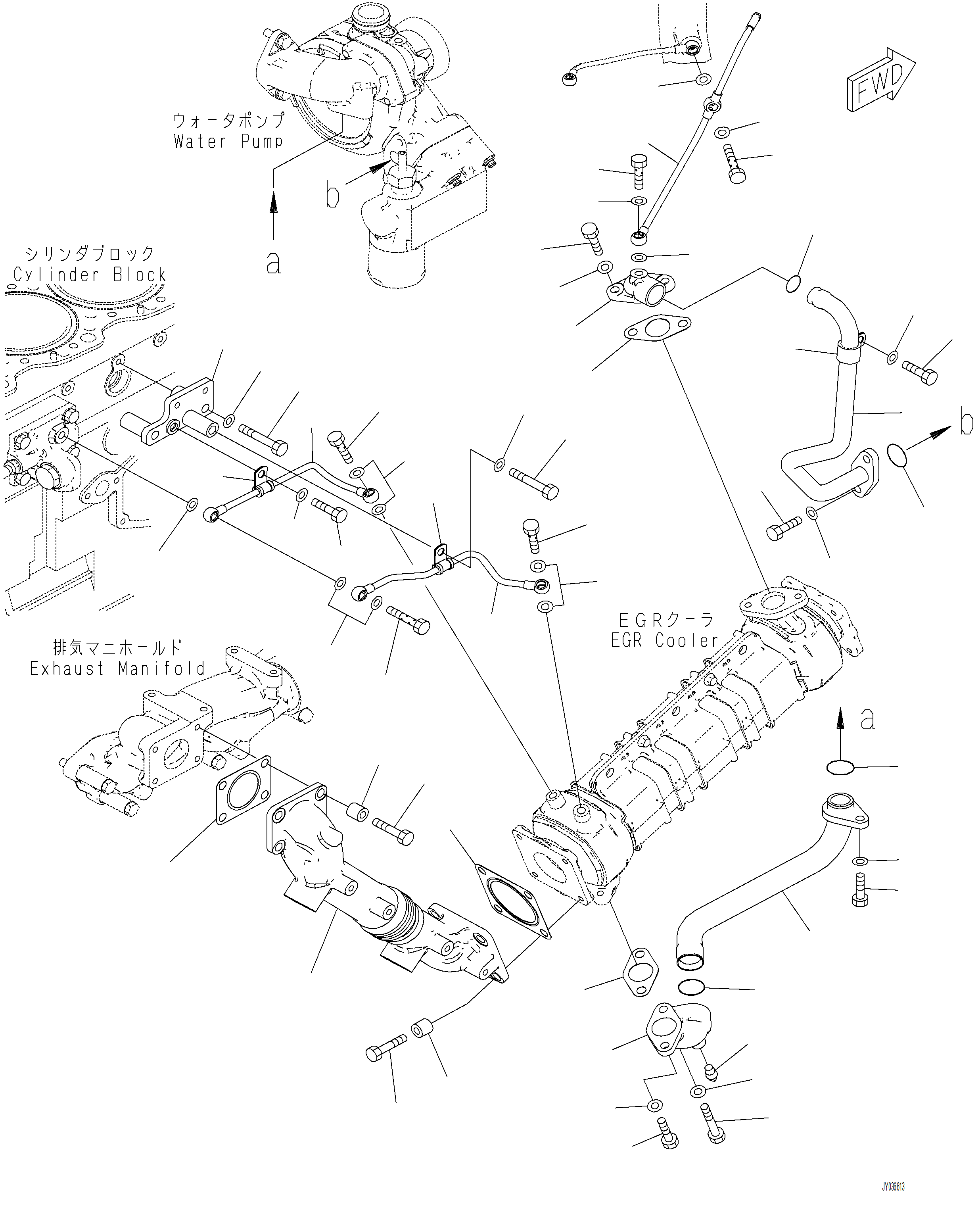 Wheel Loaders Komatsu / WA480-8 SN A48001-UP(WA480-8) / A1550-001004 EXHAUST GAS RE-CIRCULATION (EGR) VALVE EGR COOLER PIPING AND AIR VENT(A-042 : A1550-001004)