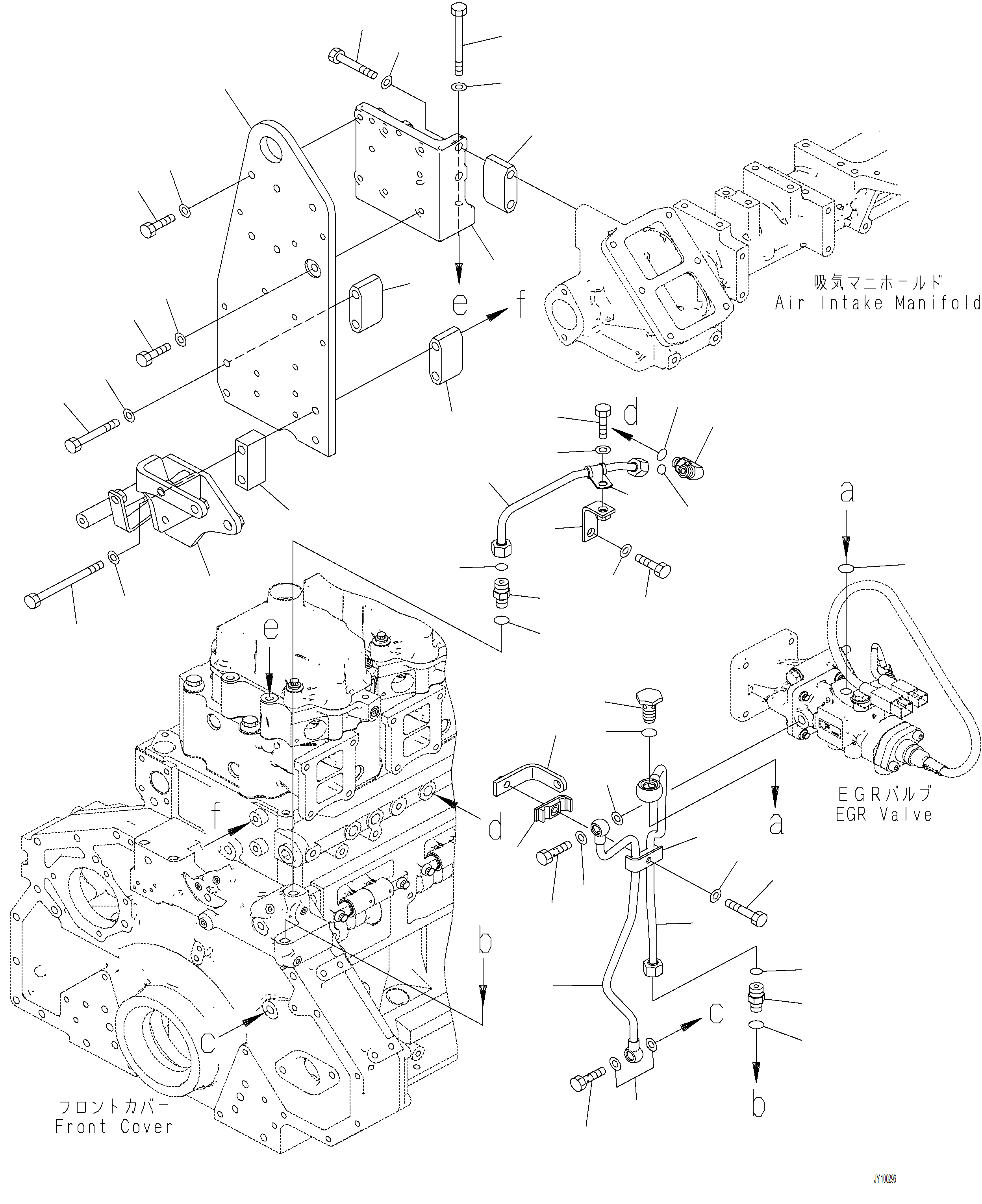 Wheel Loaders Komatsu / WA480-8 SN A48001-UP(WA480-8) / A1550-001005 EXHAUST GAS RE-CIRCULATION (EGR) VALVE EGR VALVE LUBRICATING OIL PIPING(A-046 : A1550-001005)