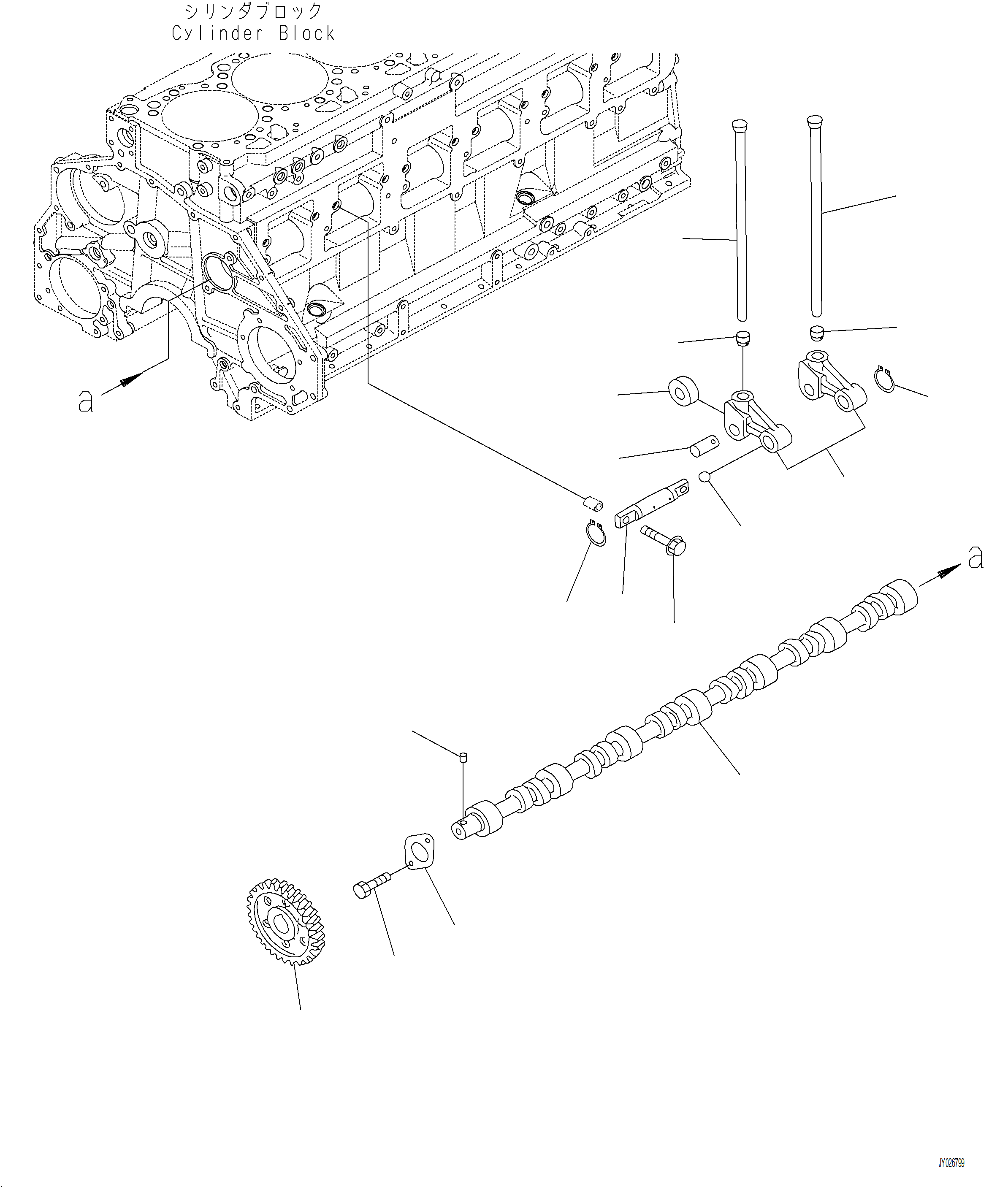 Wheel Loaders Komatsu / WA480-8 SN A48001-UP(WA480-8) / A2410-001001 CAMSHAFT RELATED PARTS CAMSHAFT AND CAM FOLLOWER(A-096 : A2410-001001)
