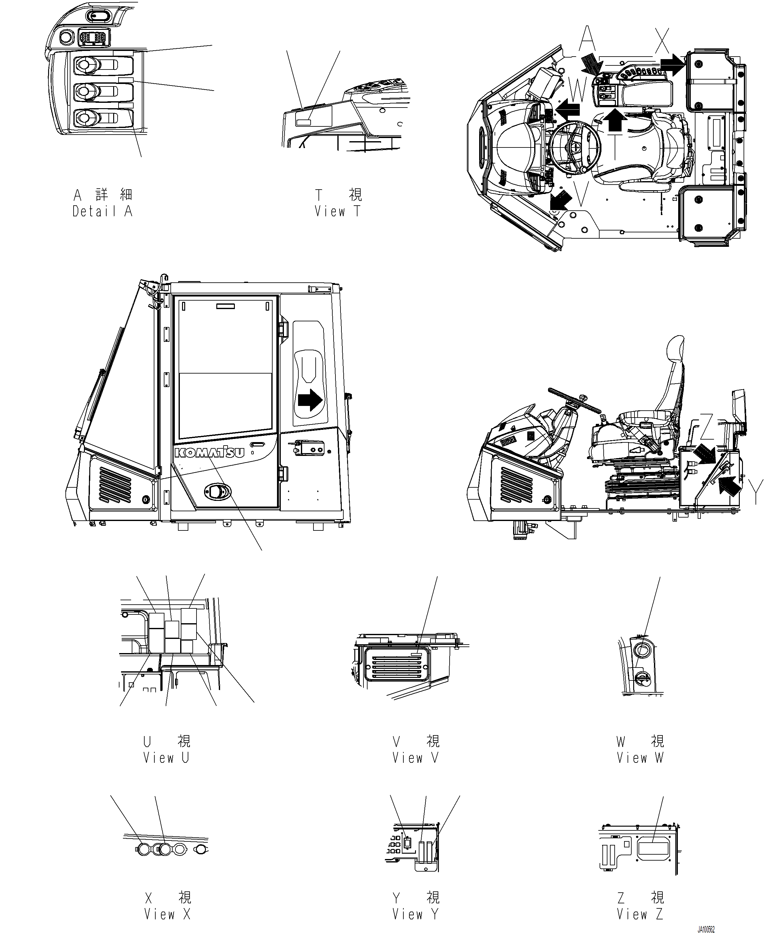 Wheel Loaders Komatsu / WA480-8 SN A48001-UP(WA480-8) / U0100-003002 DECAL INTERIOR (USA AND PUERTO RICO, WITH 3-EPC LEVER OR EPC MULTI-FUNCTION MONO LEVER)(U-012 : U0100-003002)