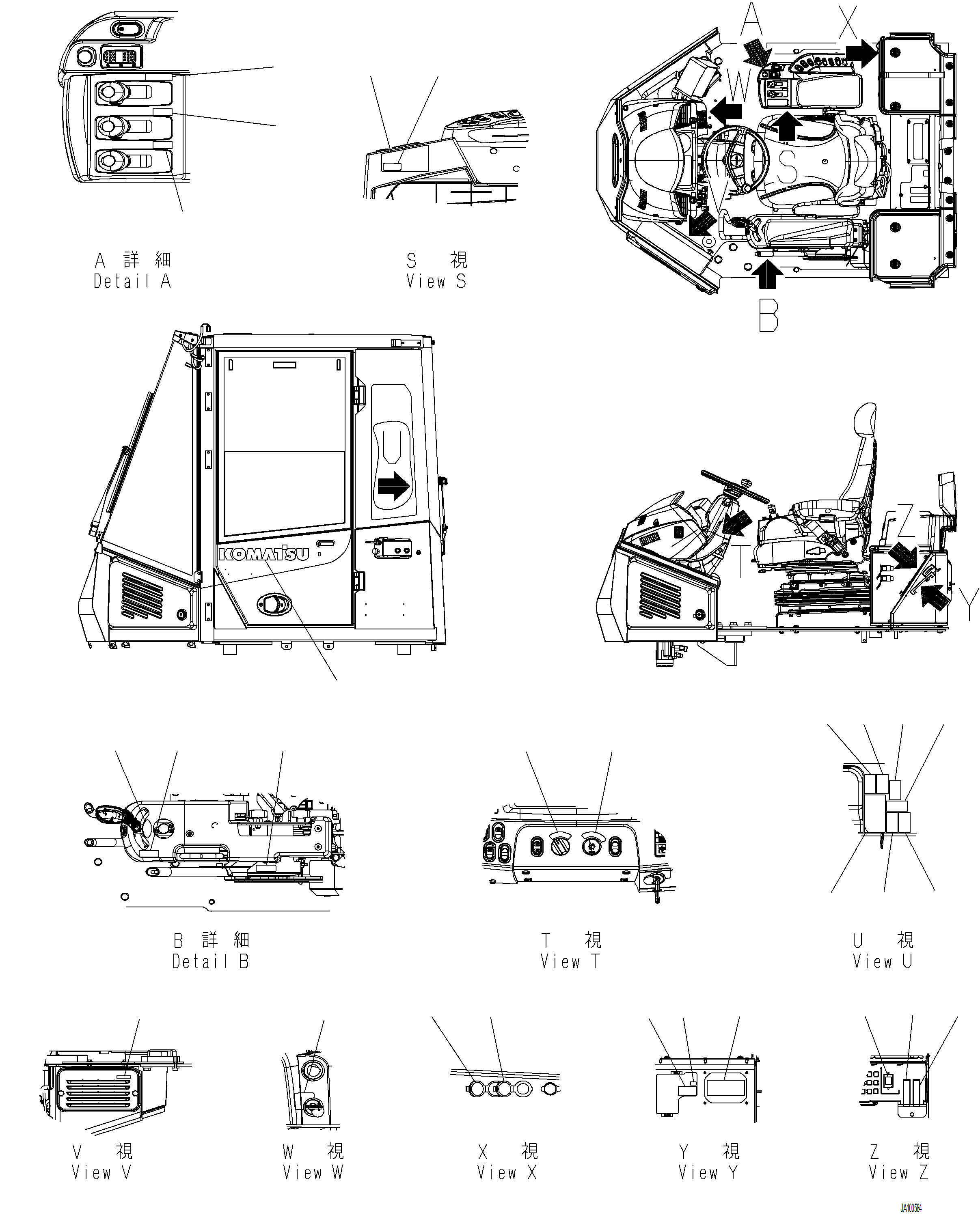 Wheel Loaders Komatsu / WA480-8 SN A48001-UP(WA480-8) / U0100-014002 DECAL INTERIOR (USA AND PUERTO RICO, 3-EPC LEVER OR EPC MULTI-FUNCTION MONO LEVER, AJSS)(U-016 : U0100-014002)