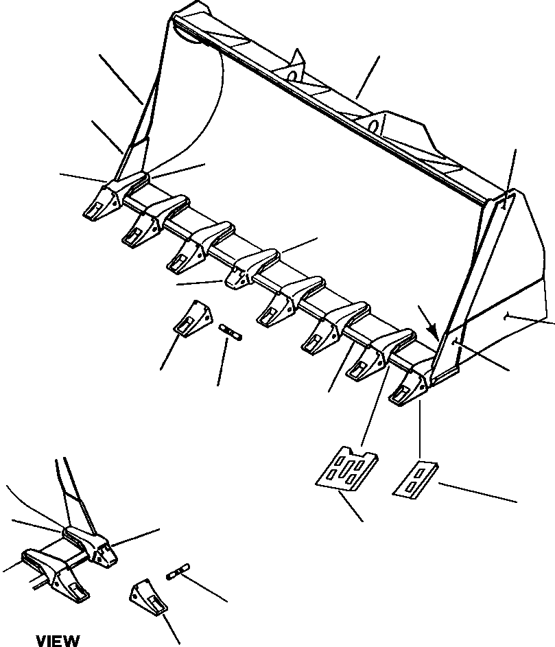 Wheel Loaders Komatsu / WA500-1L SUPPLEMENT S/N 10420-UP & A10411-A20853(WA5001SP) / EXCAVATOR BUCKET (WITH TEETH)(S/N A20277 & UP)(07-014 : 17DDW500.005)