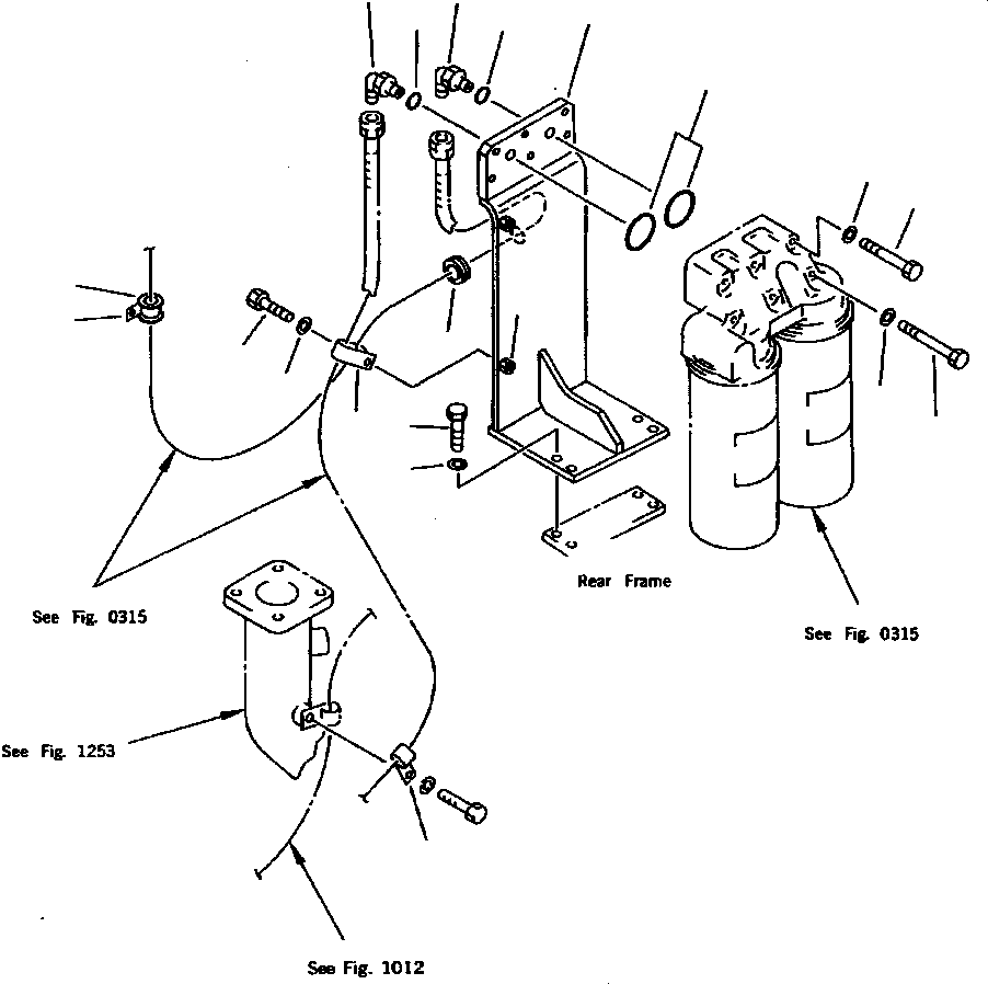 Wheel Loaders Komatsu / WA800-2L S/N A20001-A20019(WA8002L) / FIG NO. 1015 ENGINE BYPASS FILTER AND PIPING(01-010 : 12AHW800.001)
