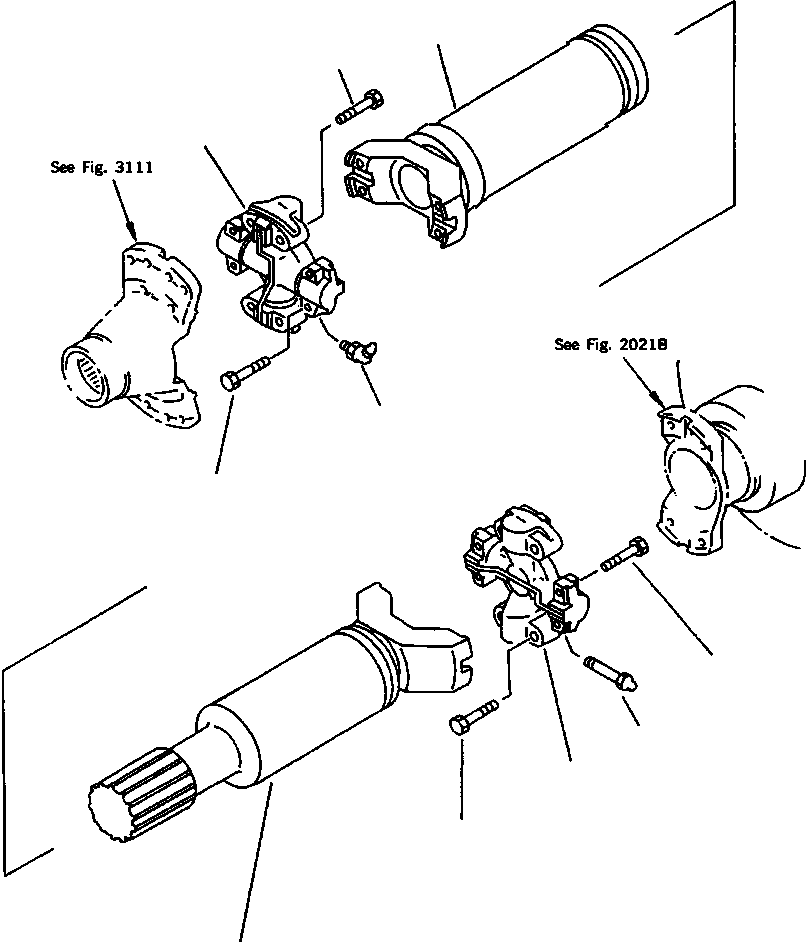 Wheel Loaders Komatsu / WA800-2LC S/N A20020-UP(WA8002LC) / FIG NO. 2001B UNIVERSAL JOINT NONGREASEABLE SPLINE(02-004 : 07ERW800.006)