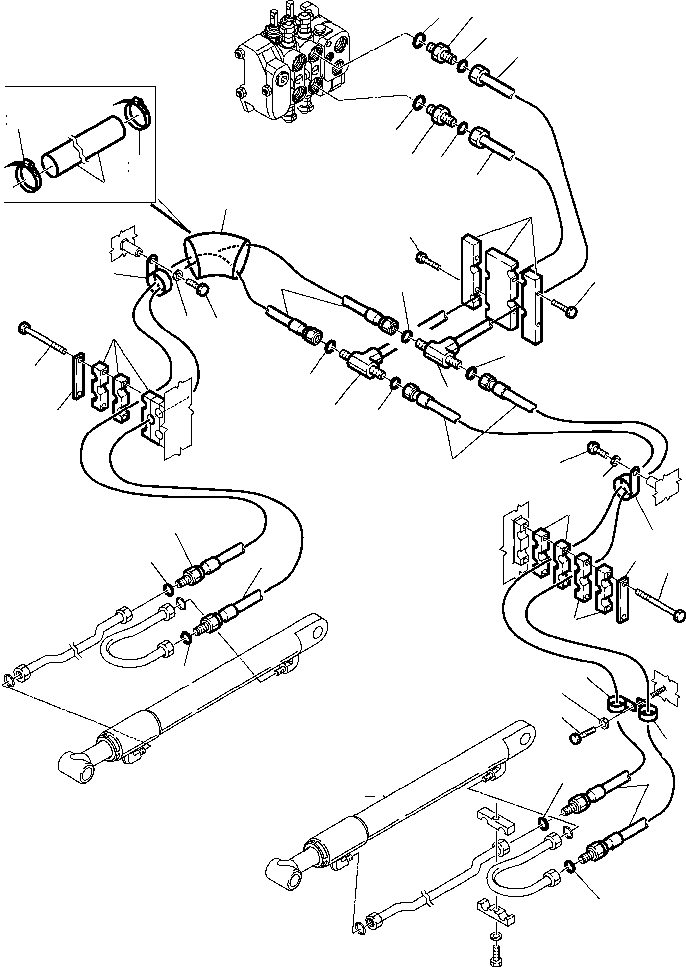 Backhoeloaders Komatsu / WB140PS-2N S/N A40001-A40033(WB140P2N) / FIG. H6600-01A0 HYDRAULIC PIPING - CONTROL VALVE TO SHOVEL LIFT CYLINDER(H-076 : H6600-01A0)