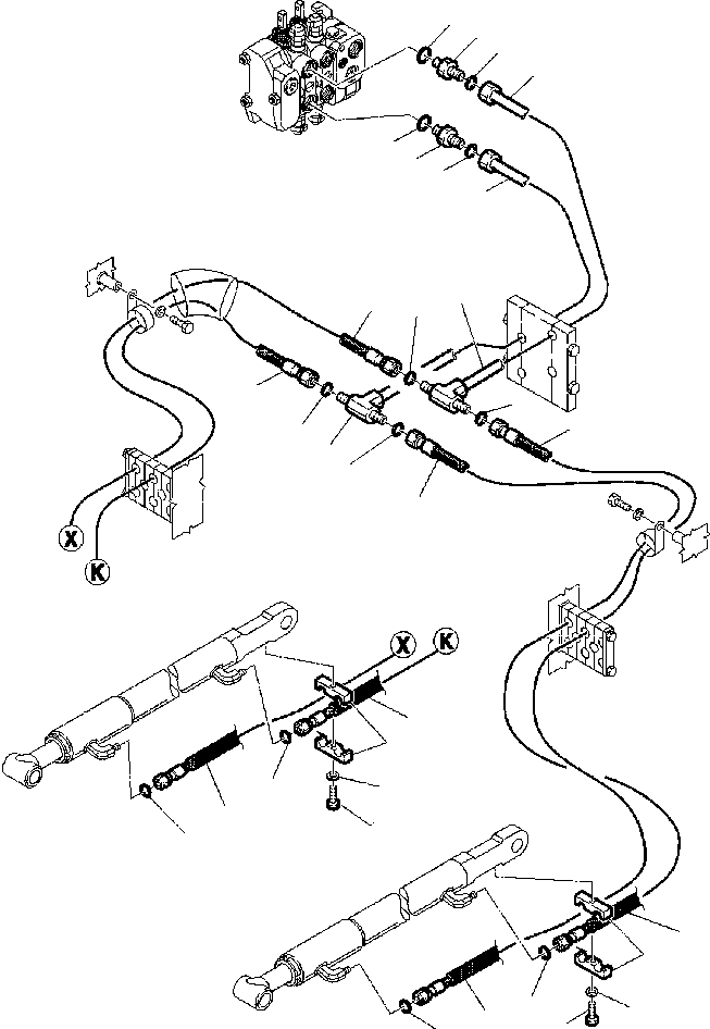 Backhoeloaders Komatsu / WB140PS-2N S/N A40001-A40033(WB140P2N) / FIG. H6630-01A0 HYDRAULIC PIPING - CONTROL VALVE TO SHOVEL DUMP CYLINDER(H-084 : H6630-01A0)
