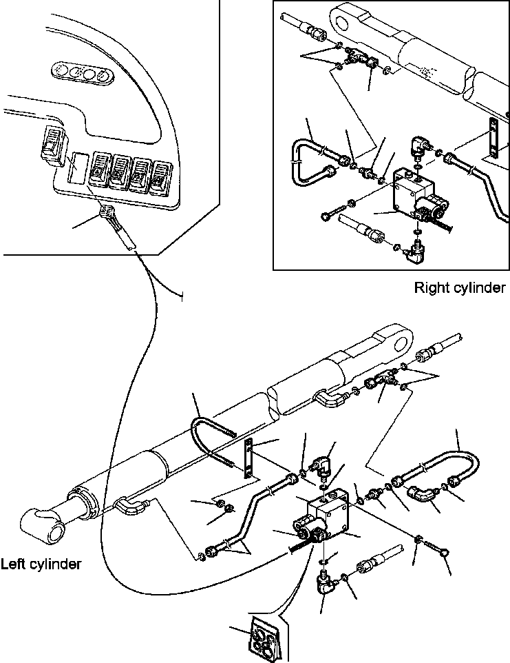 Backhoeloaders Komatsu / WB140PS-2N S/N A40001-A40033(WB140P2N) / FIG. H6655-02A0 HYDRAULIC PIPING - SHOVEL DUMP CYLINDER ELECTRIC SAFETY VALVE(H-092 : H6655-02A0)
