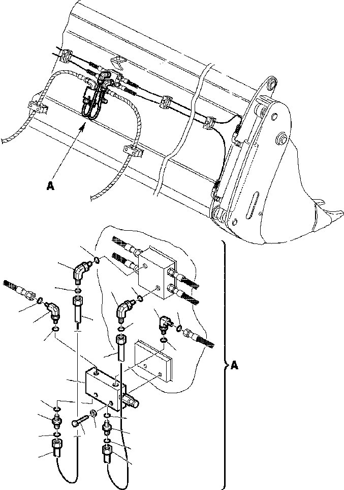 Backhoeloaders Komatsu / WB140PS-2N S/N A40001-A40033(WB140P2N) / FIG. H6675-01A0 HYDRAULIC PIPING - BUCKET - 4 IN 1 CYLINDER LINE SAFETY VALVE(H-098 : H6675-01A0)