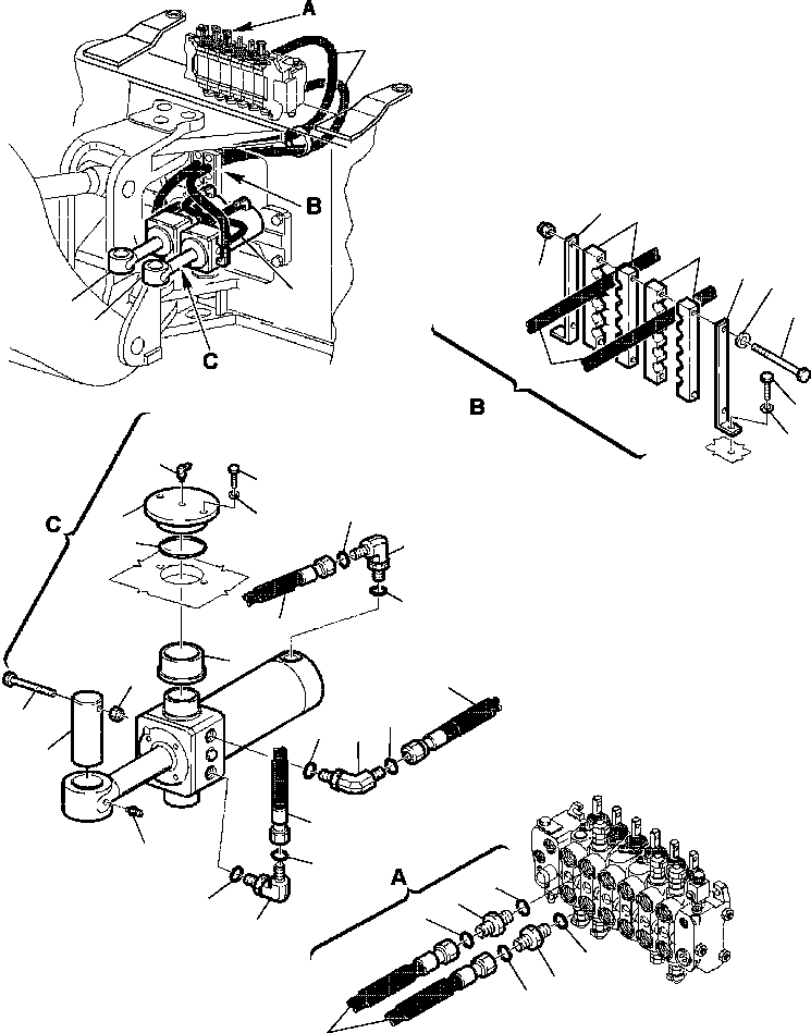 Backhoeloaders Komatsu / WB140PS-2N S/N A40001-A40033(WB140P2N) / FIG. H6700-01A0 HYDRAULIC PIPING - BOOM SWING CYLINDER LINE(H-104 : H6700-01A0)