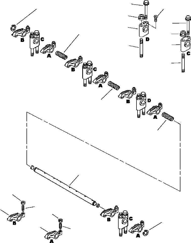 Komatsu parts book diagram for WB140PS-2N S/N A40034-UP: FIG. A0104-01A0  ENGINE - ROCKER ARMS