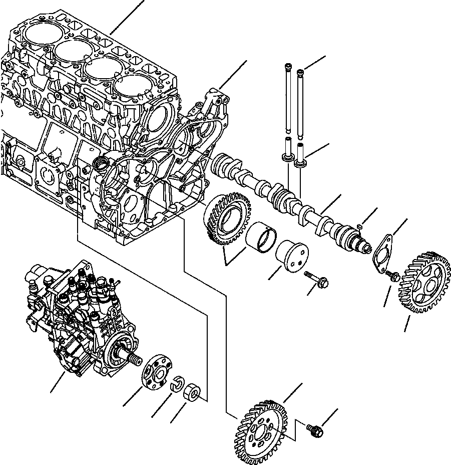 Komatsu parts book diagram for WB140PS-2N S/N A40034-UP: FIG. A0113-01A1  ENGINE - CAMSHAFT AND DRIVE GEAR
