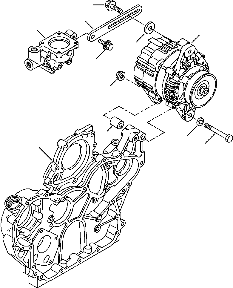 Komatsu parts book diagram for WB140PS-2N S/N A40034-UP: FIG. A0150-01A0  ENGINE - ALTERNATOR MOUNTING