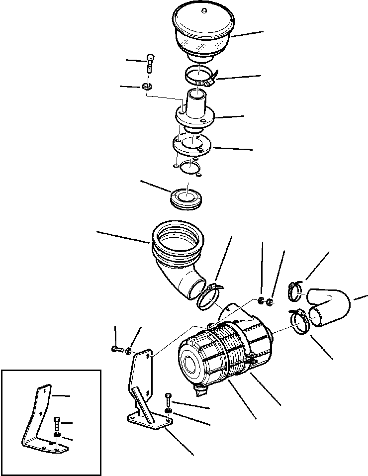 Komatsu parts book diagram for WB140PS-2N S/N A40034-UP: FIG. B1100-01A0 AIR CLEANER PIPING