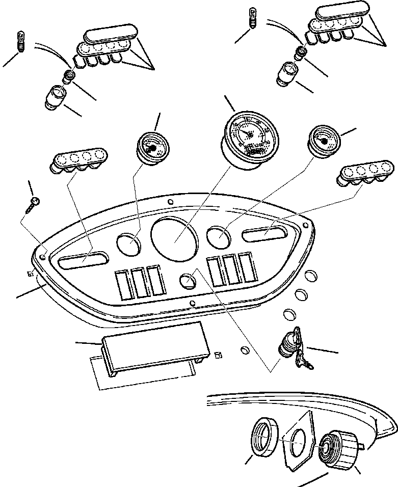 Komatsu parts book diagram for WB140PS-2N S/N A40034-UP: FIG. E1450-01A0 SIDE DASHBOARD - INSTRUMENT AND LIGHTS