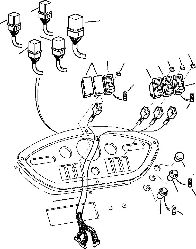 Komatsu parts book diagram for WB140PS-2N S/N A40034-UP: FIG. E1450-01A1 SIDE DASHBOARD - SWITCHES AND RELAYS