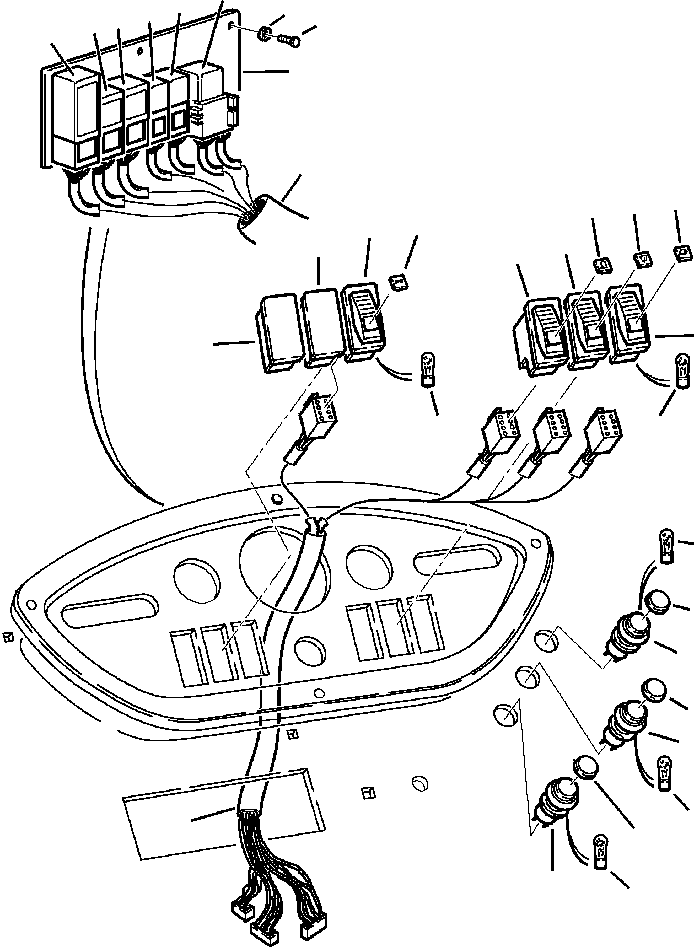 Komatsu parts book diagram for WB140PS-2N S/N A40034-UP: FIG. E1450-01A3 SIDE DASHBOARD - SWITCHES AND RELAYS