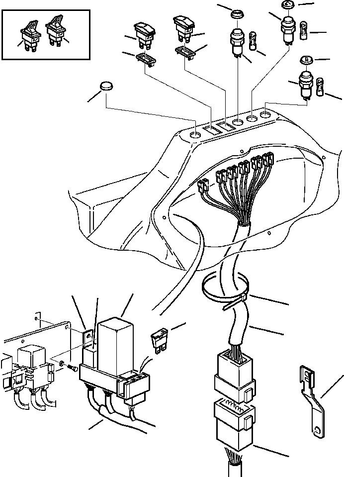 Komatsu parts book diagram for WB140PS-2N S/N A40034-UP: FIG. E1450-01A4 PPC SYSTEM - SIDE DASHBOARD COMPONENTS