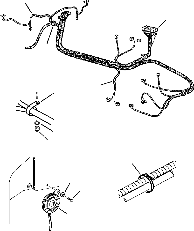 Komatsu parts book diagram for WB140PS-2N S/N A40034-UP: FIG. E1500-01B1 ELECTRICAL SYSTEM - FRAME WIRING HARNESS
