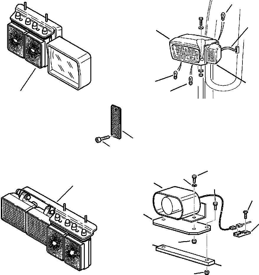 Komatsu parts book diagram for WB140PS-2N S/N A40034-UP: FIG. E1500-01B3 ELECTRICAL SYSTEM - BACK UP ALARM AND INDICATOR LIGHTS