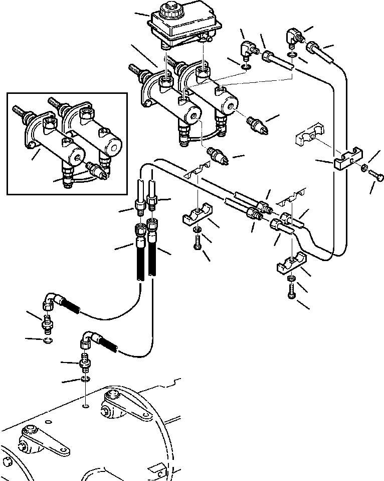 Komatsu parts book diagram for WB140PS-2N S/N A40034-UP: FIG. F3000-01A3 DRIVE TRAIN PIPING - BRAKE LINES