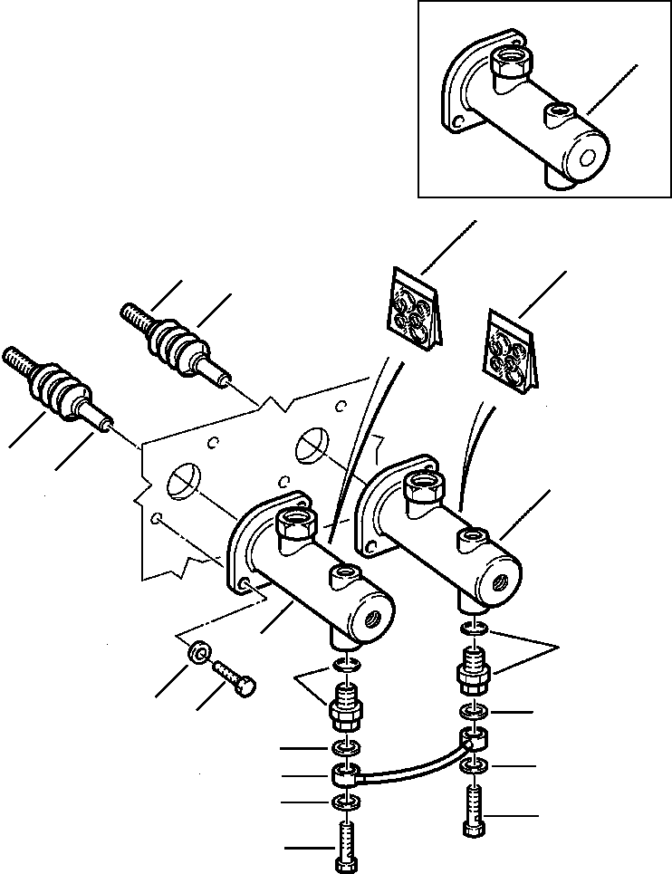Komatsu parts book diagram for WB140PS-2N S/N A40034-UP: FIG. F3000-01A4 DRIVE TRAIN PIPING - BRAKE CYLINDERS